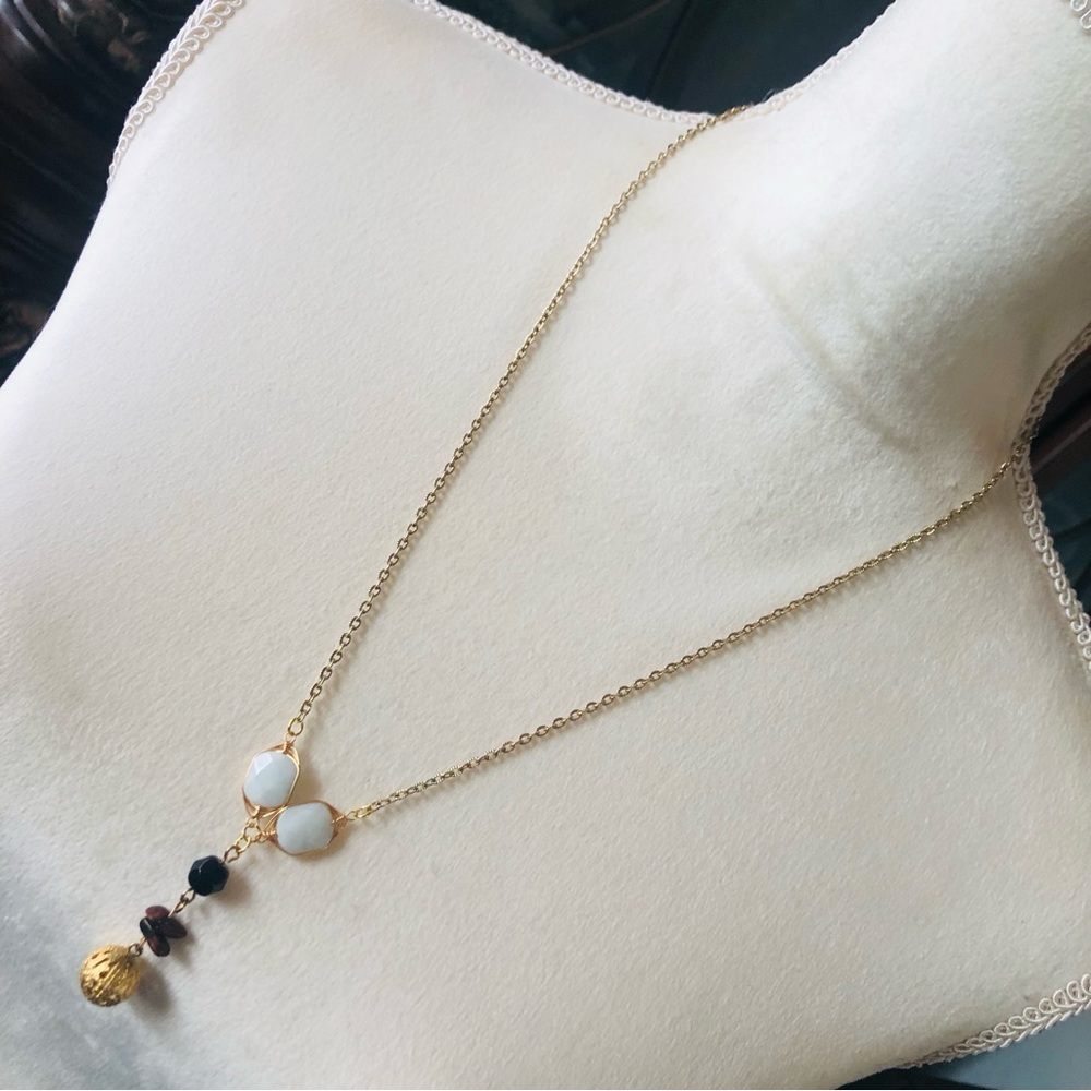 Handcrafted genuine stone dangle “y” necklace